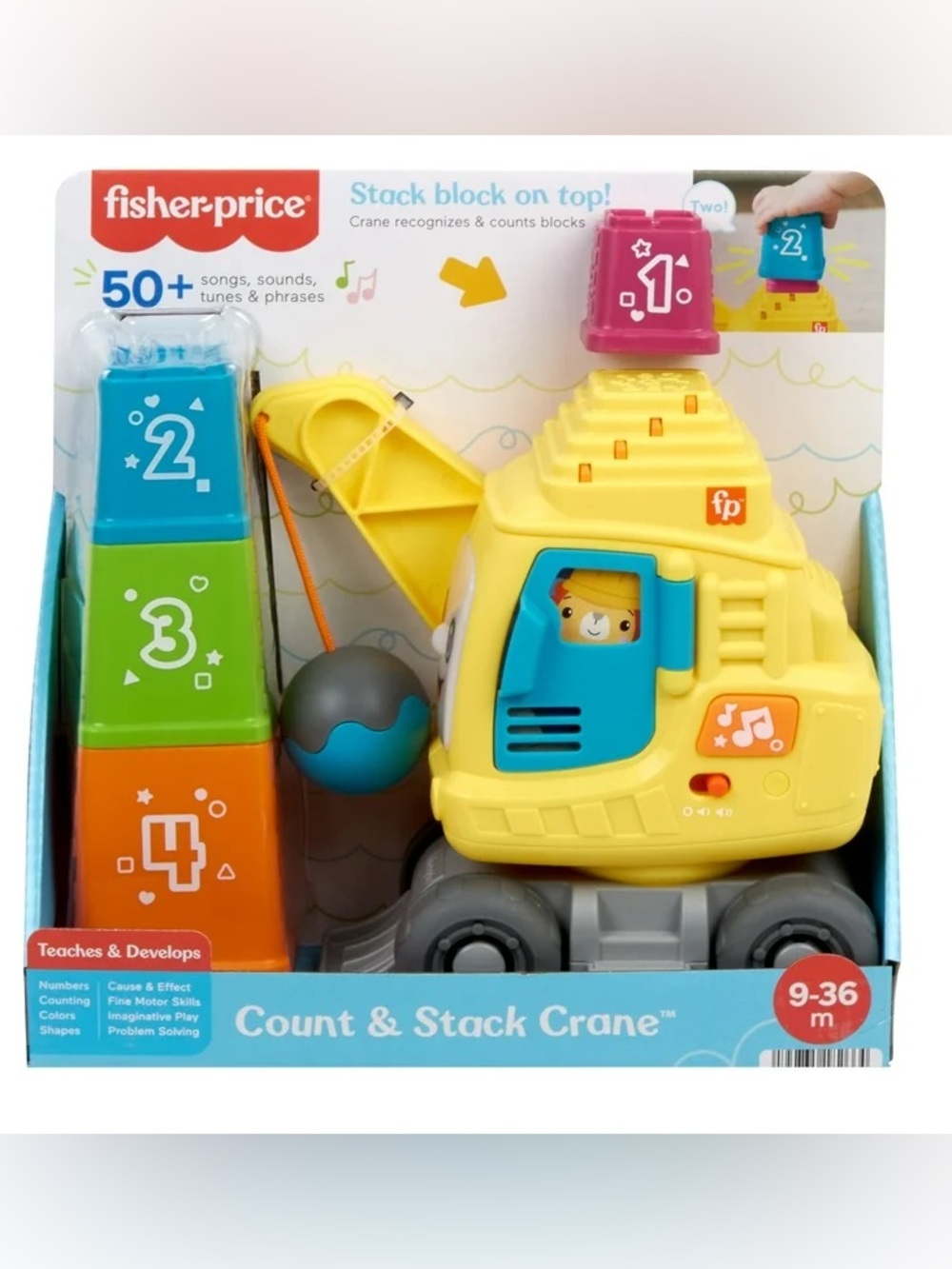 Fisher Price Count & Stack Crane Learning Toy With Building Blocks & 50+ Sounds